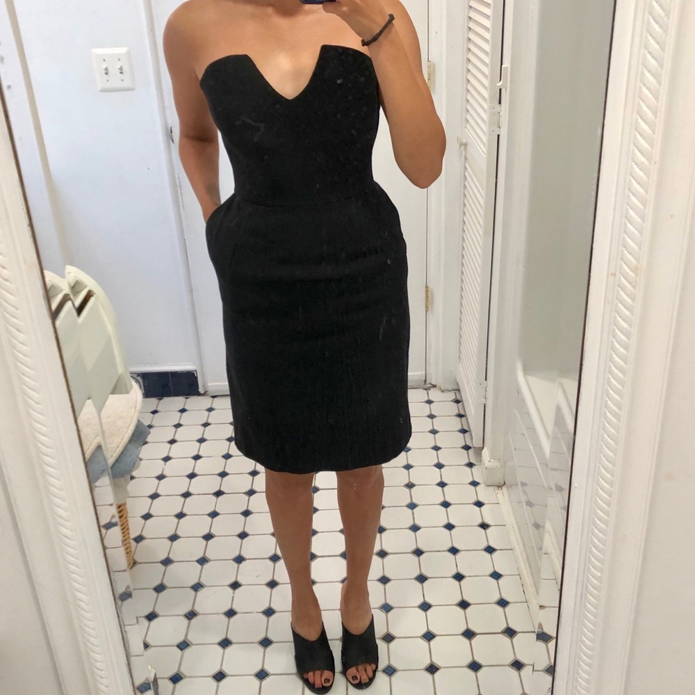 Heidi Merrick wool strapless dress